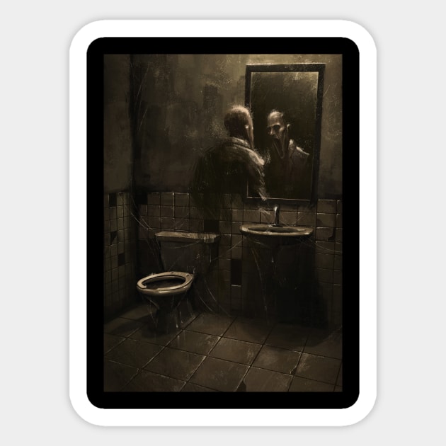 The bathroom Sticker by Danny Ingrassia Art